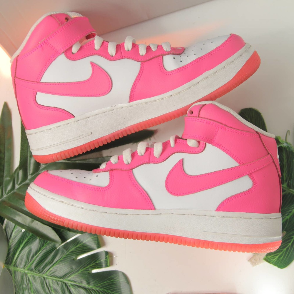 Nike Af1 Air Force 1 Mid Pink White Sneakers size 6youth/7.5womens/38EU 001536 - Picture 2 of 8